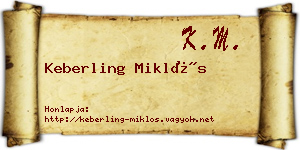 Keberling Miklós névjegykártya